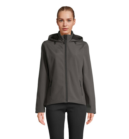 RACE DAMEN-KAPUZENJACKE - Anthrazitgrau bedrucken, Art.-Nr. S04448-CR-L RACE DAMEN-KAPUZENJACKE - Anthrazitgrau bedrucken, Art.-Nr. S04448-CR-L
