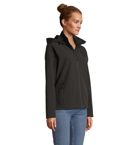 RACE DAMEN-KAPUZENJACKE - Schwarz bedrucken, Art.-Nr. S04448-BK-3XL RACE DAMEN-KAPUZENJACKE - Schwarz bedrucken, Art.-Nr. S04448-BK-3XL