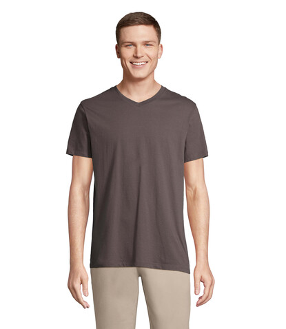REGENT V V-NECK T-SHIRT - Dunkelgrau bedrucken, Art.-Nr. S04765-DG-XXL