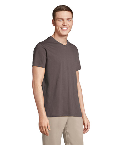REGENT V V-NECK T-SHIRT - Dunkelgrau bedrucken, Art.-Nr. S04765-DG-XXL