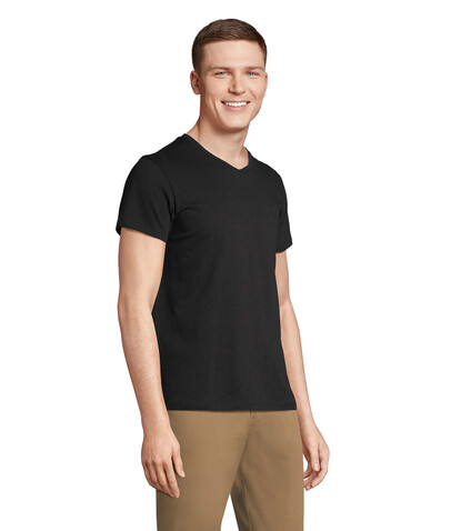 REGENT V V-NECK T-SHIRT - Deep Black bedrucken, Art.-Nr. S04765-DB-L