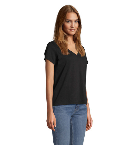 REGENT V T-SHIRT WOMEN - Deep Black bedrucken, Art.-Nr. S04766-DB-XXL