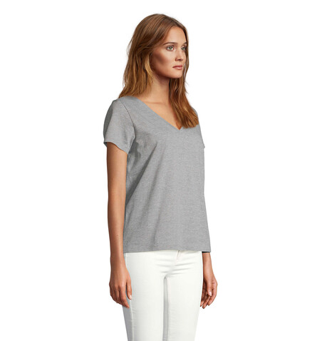 REGENT V T-SHIRT WOMEN - Graue Melange bedrucken, Art.-Nr. S04766-GM-XL REGENT V T-SHIRT WOMEN - Graue Melange bedrucken, Art.-Nr. S04766-GM-XL