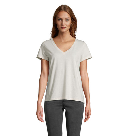 REGENT V T-SHIRT WOMEN - Off-White bedrucken, Art.-Nr. S04766-WW-L