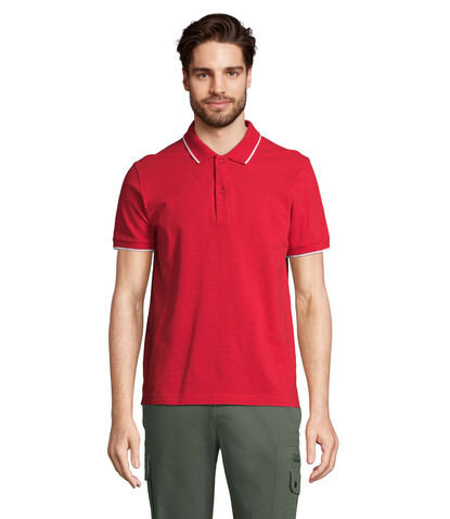 PALERMO POLO-SHIRT - Leuchtend Rot / Weiß bedrucken, Art.-Nr. S04769-KA-S