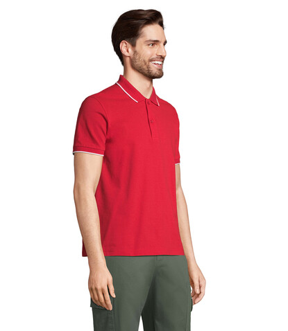 PALERMO POLO-SHIRT - Leuchtend Rot / Weiß bedrucken, Art.-Nr. S04769-KA-S