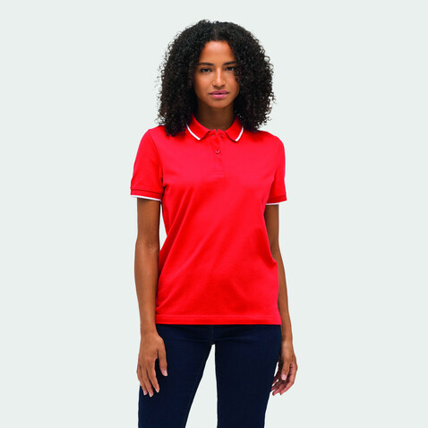PALERMO POLO-SHIRT - Leuchtend Rot / Weiß bedrucken, Art.-Nr. S04769-KA-S
