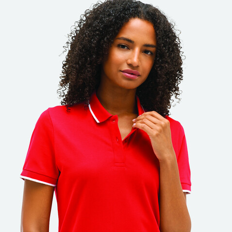PALERMO POLO-SHIRT - Leuchtend Rot / Weiß bedrucken, Art.-Nr. S04769-KA-S
