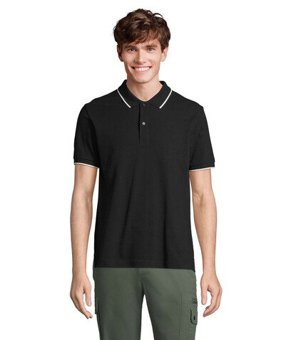 PALERMO POLO-SHIRT - Schwarz / Weiß bedrucken, Art.-Nr. S04769-BC-XS PALERMO POLO-SHIRT - Schwarz / Weiß bedrucken, Art.-Nr. S04769-BC-XS