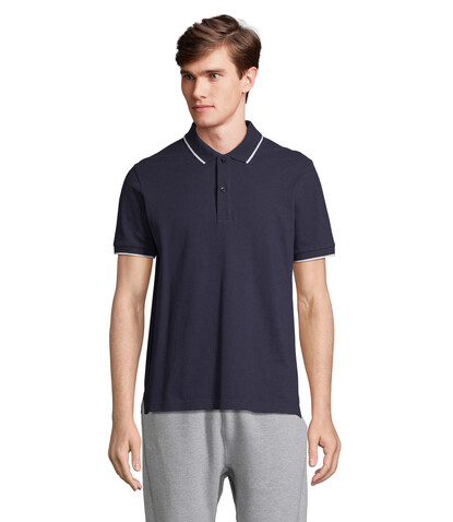 PALERMO POLO-SHIRT - Französische Marine/weiß bedrucken, Art.-Nr. S04769-FW-3XL