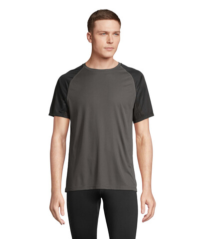 VORTEX RAGLAN T-SHIRT - Black/Charcoal Grey bedrucken, Art.-Nr. S04787-BI-M