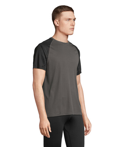 VORTEX RAGLAN T-SHIRT - Black/Charcoal Grey bedrucken, Art.-Nr. S04787-BI-M