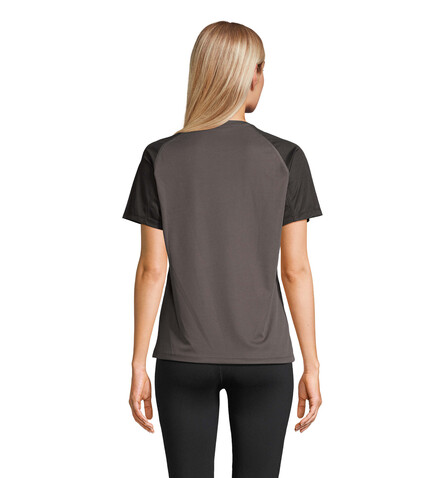VORTEX WOMEN RAGLAN T-SHIRT - Black/Charcoal Grey bedrucken, Art.-Nr. S04788-BI-S