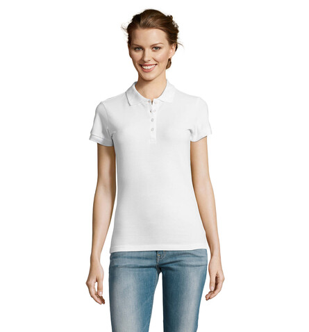 PEOPLE DAMEN POLO 210g - White bedrucken, Art.-Nr. S11310-WH-S