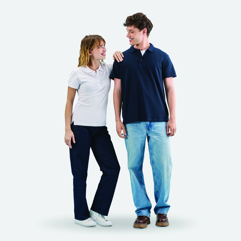 PEOPLE DAMEN POLO 210g - White bedrucken, Art.-Nr. S11310-WH-S