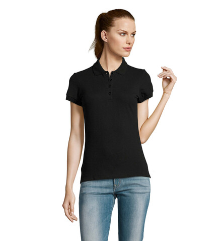 PASSION DAMEN POLO 170g - Schwarz bedrucken, Art.-Nr. S11338-BK-XL