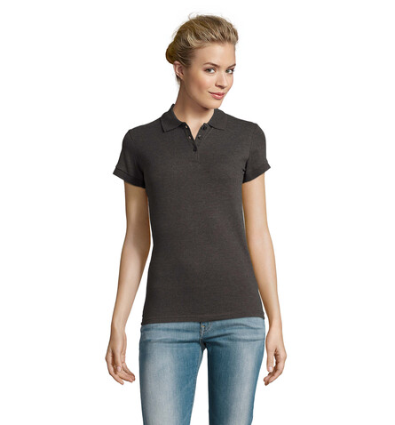 PERFECT DAMEN POLO 180g - Charcoal Melange bedrucken, Art.-Nr. S11347-CE-S