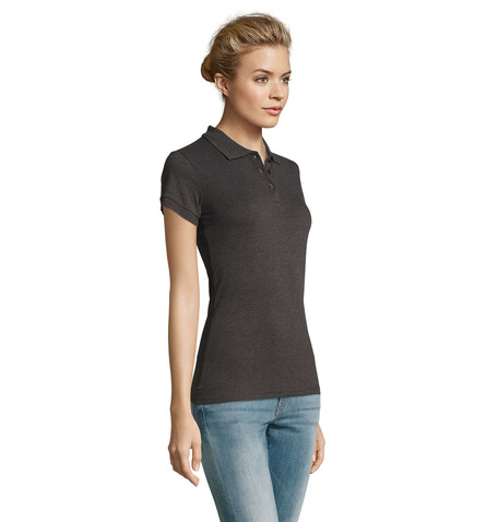PERFECT DAMEN POLO 180g - Charcoal Melange bedrucken, Art.-Nr. S11347-CE-S