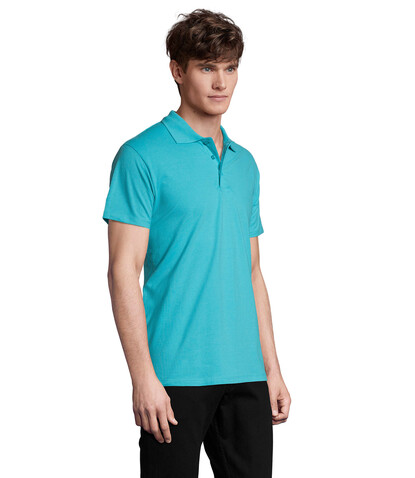 SPRING II MEN Polo 210g - Atoll-Blau bedrucken, Art.-Nr. S11362-AL-M