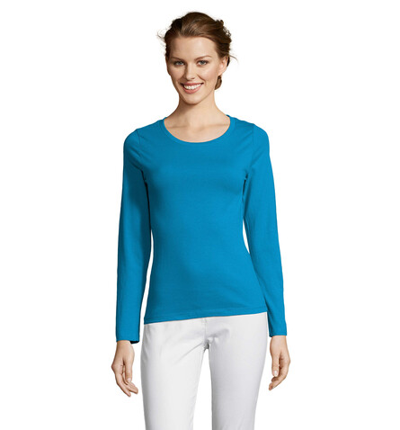 MAJESTIC DAMENT-SHIRT 150g - Aqua bedrucken, Art.-Nr. S11425-AQ-S MAJESTIC DAMENT-SHIRT 150g - Aqua bedrucken, Art.-Nr. S11425-AQ-S