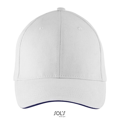 BUFFALO SIX PANEL CAP - White/French Navy bedrucken, Art.-Nr. S88100-FV-M BUFFALO SIX PANEL CAP - White/French Navy bedrucken, Art.-Nr. S88100-FV-M