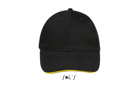 BUFFALO SIX PANEL CAP - Black/Gold bedrucken, Art.-Nr. S88100-JU-M