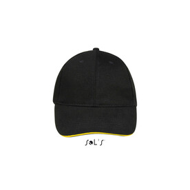 BUFFALO SIX PANEL CAP - Black/Gold bedrucken, Art.-Nr. S88100-JU-M