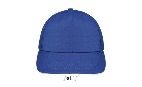 SUNNY FIVE PANEL CAP 180g - Königsblau/Weiß bedrucken, Art.-Nr. S88110-RW-M