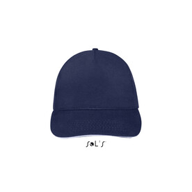 SUNNY FIVE PANEL CAP 180g - Französische Marine/weiß bedrucken, Art.-Nr. S88110-FW-M