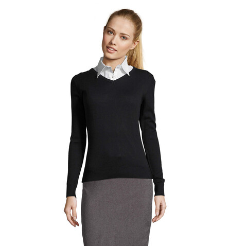GALAXY WOMEN V-NECK SWEATER - Navy bedrucken, Art.-Nr. S90010-NY-L
