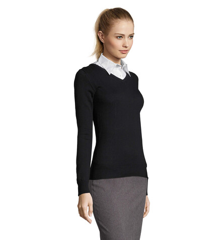 GALAXY WOMEN V-NECK SWEATER - Navy bedrucken, Art.-Nr. S90010-NY-L