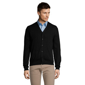 GOLDEN MEN V-NECK CARDIGAN - Schwarz bedrucken, Art.-Nr. S90011-BK-XXL