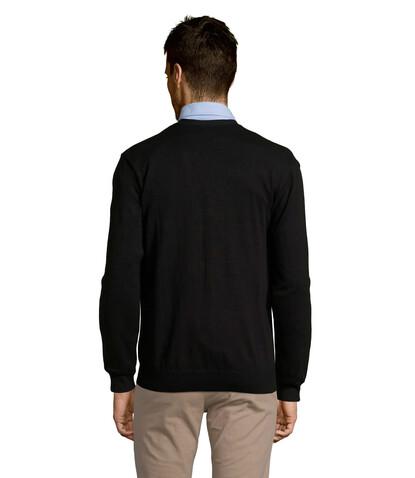GOLDEN MEN V-NECK CARDIGAN - Schwarz bedrucken, Art.-Nr. S90011-BK-S