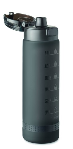 Sport-Trinkflasche RPET 1L - Schwarz bedrucken, Art.-Nr. MO2409-03 Sport-Trinkflasche RPET 1L - Schwarz bedrucken, Art.-Nr. MO2409-03