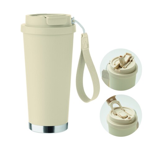 Doppelwandiger Trinkbecher 500m - Beige bedrucken, Art.-Nr. MO2662-13