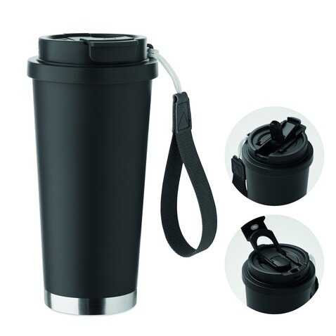 Doppelwandiger Trinkbecher 500m - Schwarz bedrucken, Art.-Nr. MO2662-03