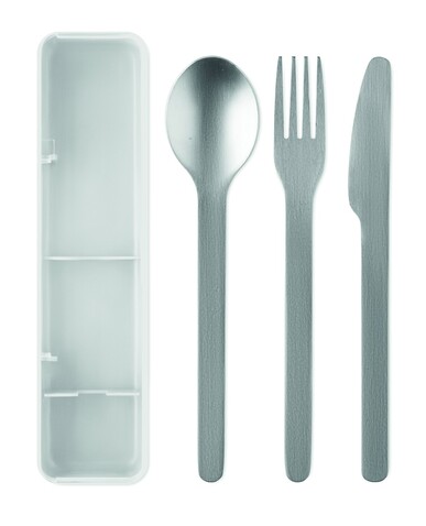 Besteck-Set Edelstahl - Weiß bedrucken, Art.-Nr. MO2677-06 Besteck-Set Edelstahl - Weiß bedrucken, Art.-Nr. MO2677-06