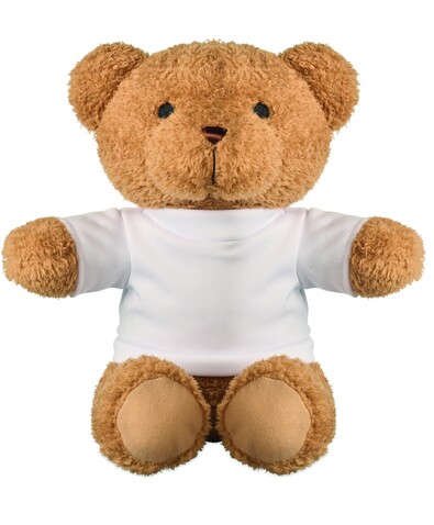 Teddybär mit T-Shirt 23cm - Weiß bedrucken, Art.-Nr. MO2745-06