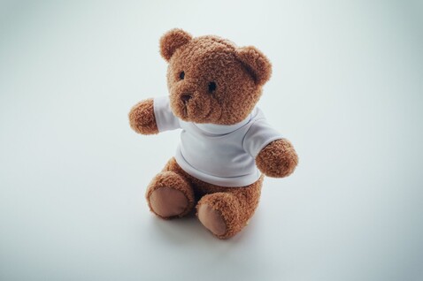 Teddybär mit T-Shirt 23cm - Weiß bedrucken, Art.-Nr. MO2745-06
