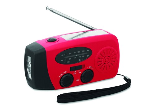 AM/FM Radio mit Taschenlampe MO2746- - Rot bedrucken, Art.-Nr. MO2746-05 AM/FM Radio mit Taschenlampe MO2746- - Rot bedrucken, Art.-Nr. MO2746-05