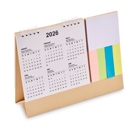 Tischkalender mit Memoblock - Beige bedrucken, Art.-Nr. MO2756-13