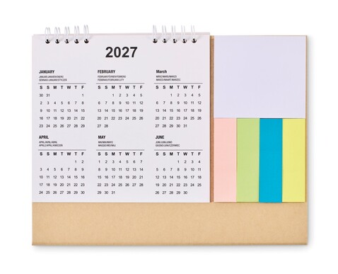 Tischkalender mit Memoblock - Beige bedrucken, Art.-Nr. MO2756-13