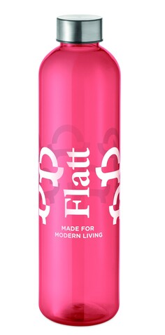 Trinkflasche RPET 1000ml - Transparent Rot bedrucken, Art.-Nr. MO2781-25