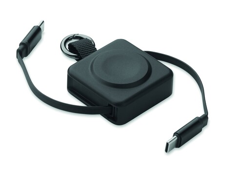 Einziehbares 100W-Typ-C-Kabel - Schwarz bedrucken, Art.-Nr. MO3145-03 Einziehbares 100W-Typ-C-Kabel - Schwarz bedrucken, Art.-Nr. MO3145-03
