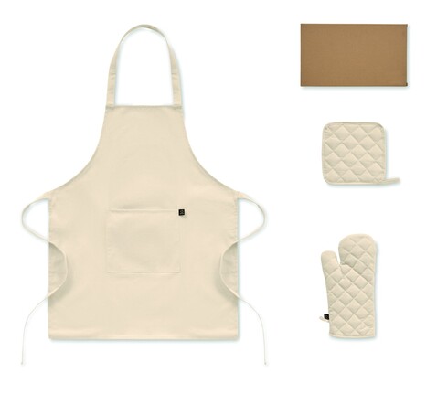 Küchen-Set recy. Baumwolle - Beige bedrucken, Art.-Nr. MO3171-13