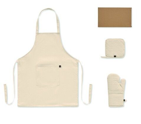 Küchen-Set recy. Baumwolle - Beige bedrucken, Art.-Nr. MO3171-13