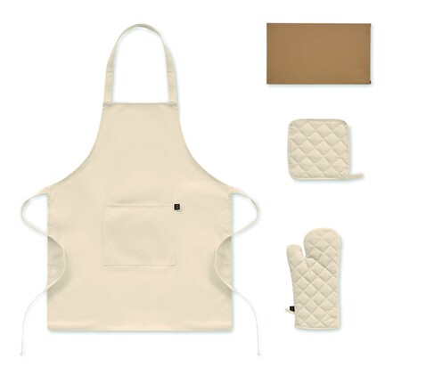 Küchen-Set recy. Baumwolle - Beige bedrucken, Art.-Nr. MO3171-13