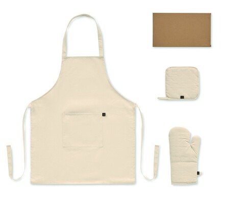 Küchen-Set recy. Baumwolle - Beige bedrucken, Art.-Nr. MO3171-13