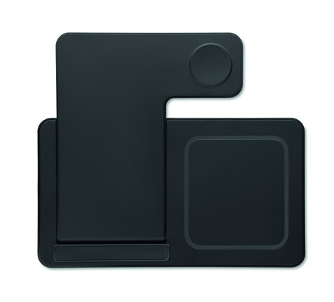 Faltbares 3in1 Ladegerät 15W - Schwarz bedrucken, Art.-Nr. MO3172-03 Faltbares 3in1 Ladegerät 15W - Schwarz bedrucken, Art.-Nr. MO3172-03