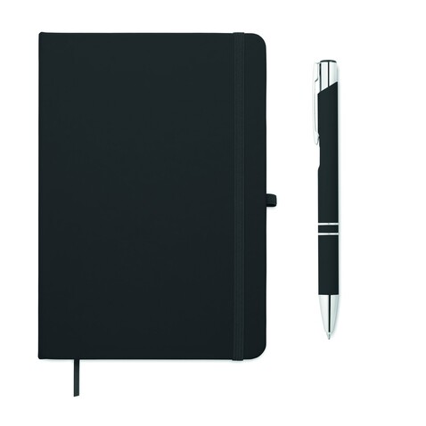 DIN A5 Notizbuch mit Kuli - Schwarz bedrucken, Art.-Nr. MO3199-03